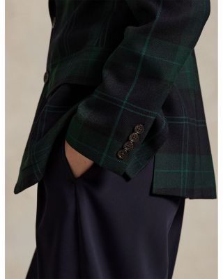 Single Breasted Plaid Wool Blazer