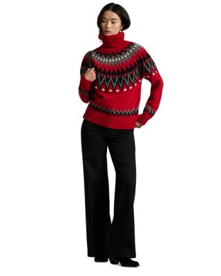 Fair Isle Wool Blend Turtleneck Sweater