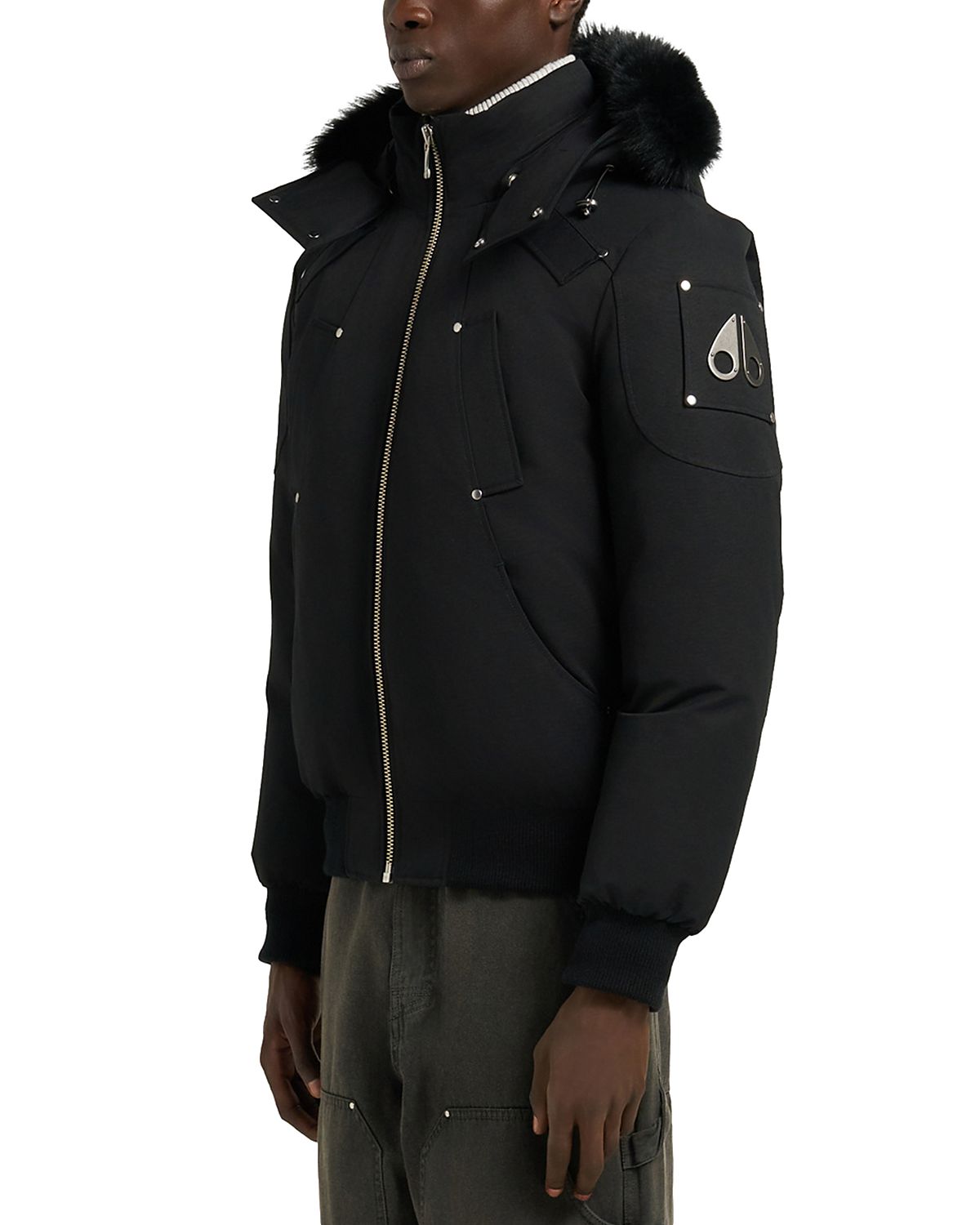 Moose Knuckles Original Ballistic Shearling Trimmed Down Bomber Jacket