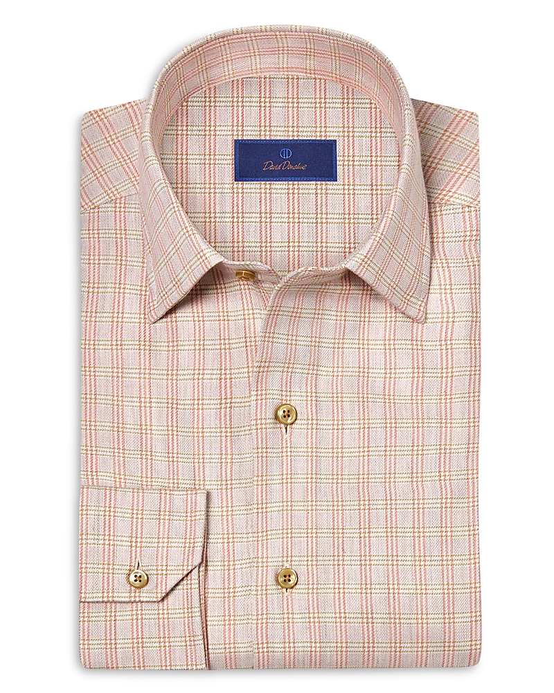 David Donahue Printed Sport Shirt In Neutral