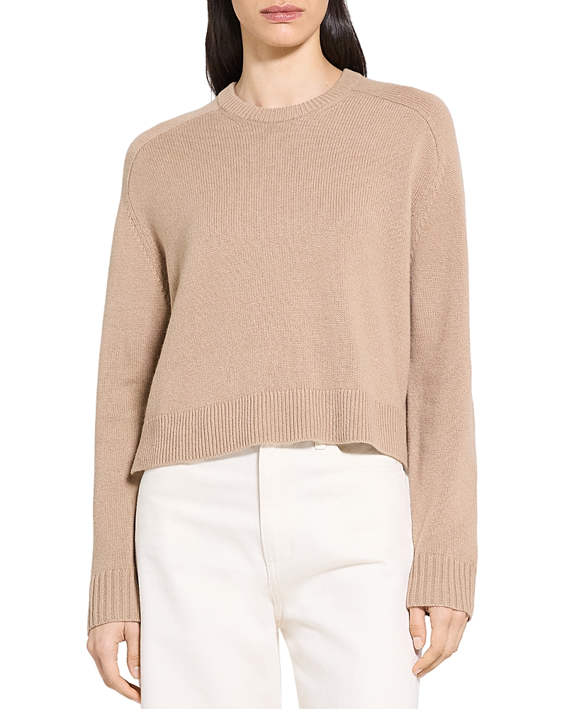 Theory Cashmere Cropped Sweater In Neutral