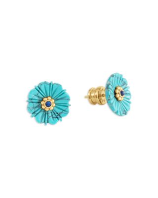 Milos Carved Stone Flower Stud Earrings