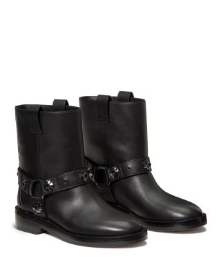 Women's Flower Stud Moto Boots