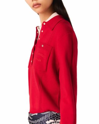 Polo Collar Sweater with Embroidery