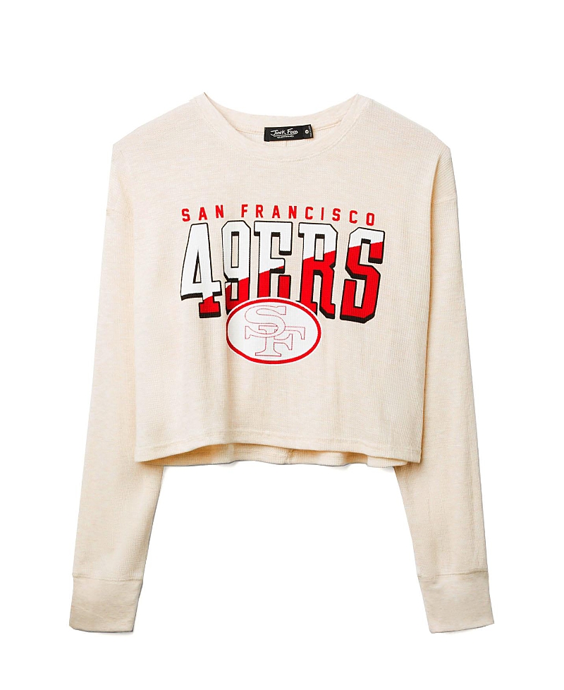 Junk Food Clothing Women's Nfl San Francisco 49ers Slant Crop Thermal In Neutral