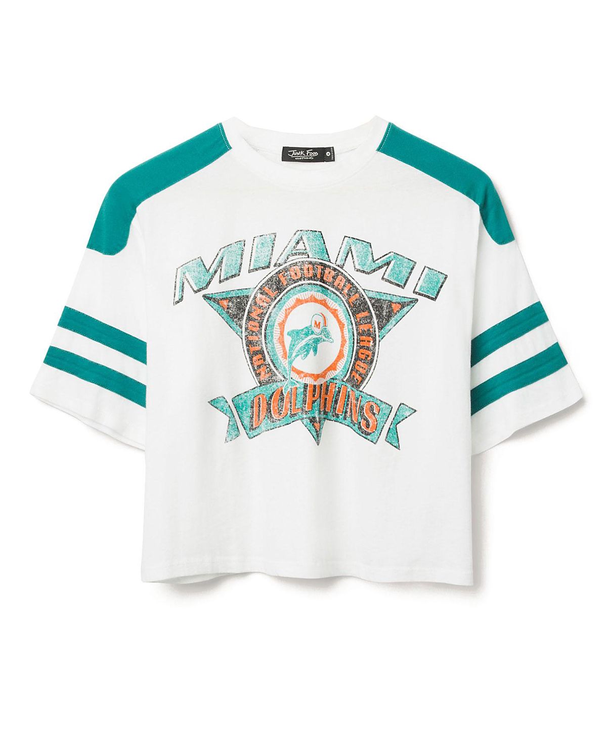 Junk Food Clothing Women's Nfl Miami Dolphins Striped Crop Tee