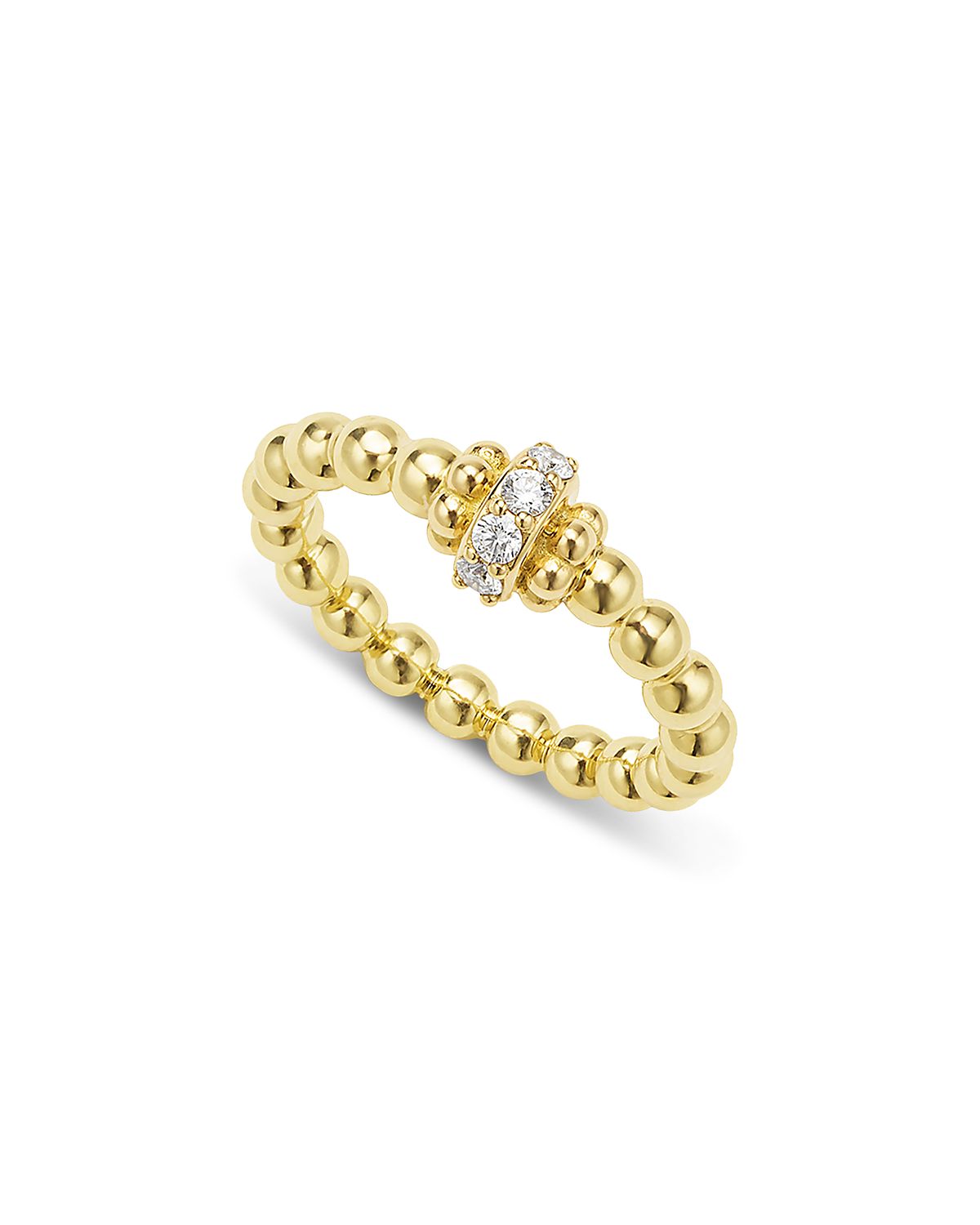 Lagos 18K Yellow Gold Caviar Gold Diamond Rondelle Bead Stacking Ring