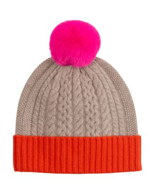 Color Block Cable Knit Wool & Cashmere Beanie