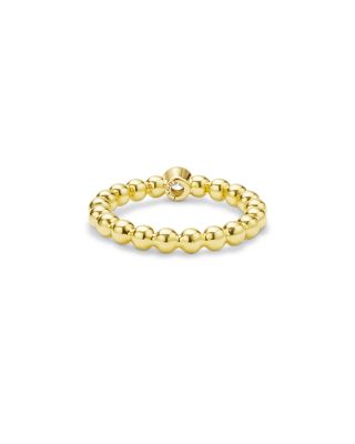 18K Yellow Gold Caviar Gold Diamond Bezel Bead Stacking Ring