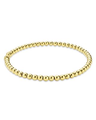 18K Yellow Gold Caviar Gold Bead Flex Bangle Bracelet