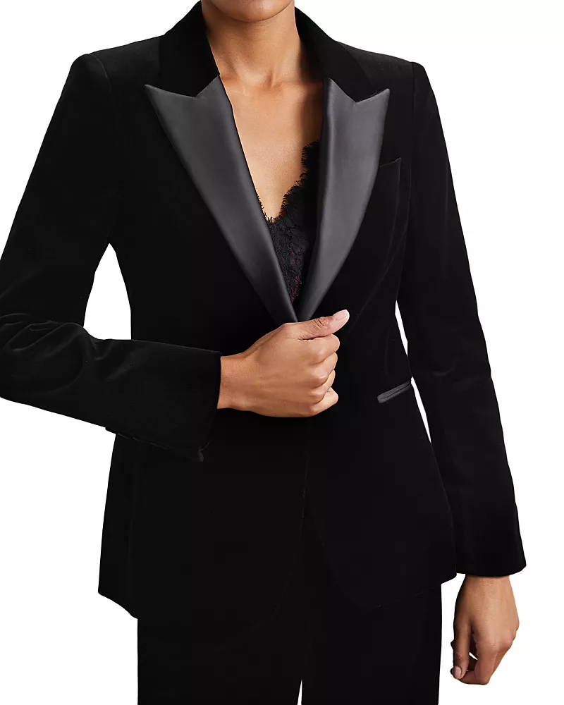 Reiss Myrtle Single Breasted Velvet Jacket