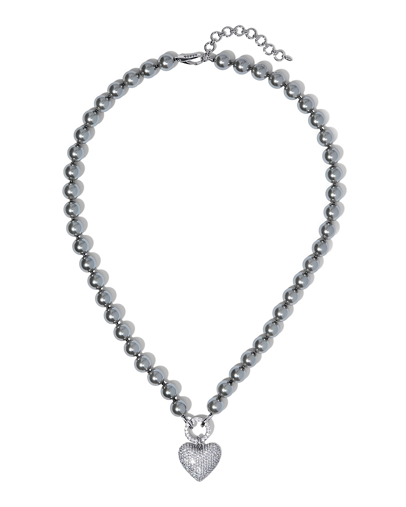 Nadri Poppy Pave Heart Pendant Necklace, 18-20