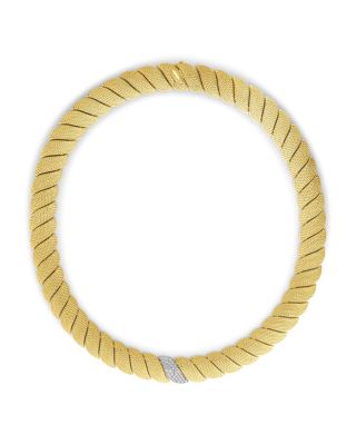 18K White & Yellow Gold San Marco Textured Collar Necklace, 16"