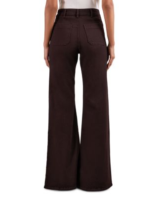 Sakura Flared Patch Pocket Jeans in Burgundy