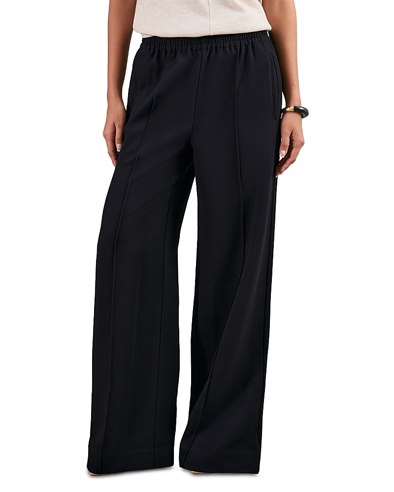 Reiss High Rise Wide Leg Pants In Blue