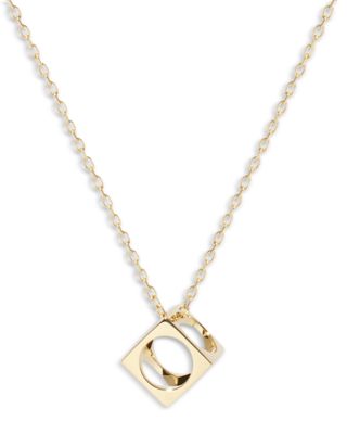 Open Cube Pendant Necklace in 18K Yellow Gold, 15.74"-17.71"