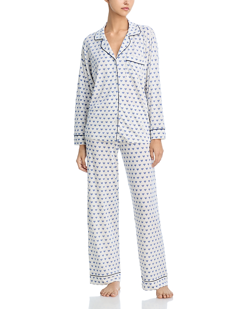 Eberjey Gisele Printed Long Pajama Set In White