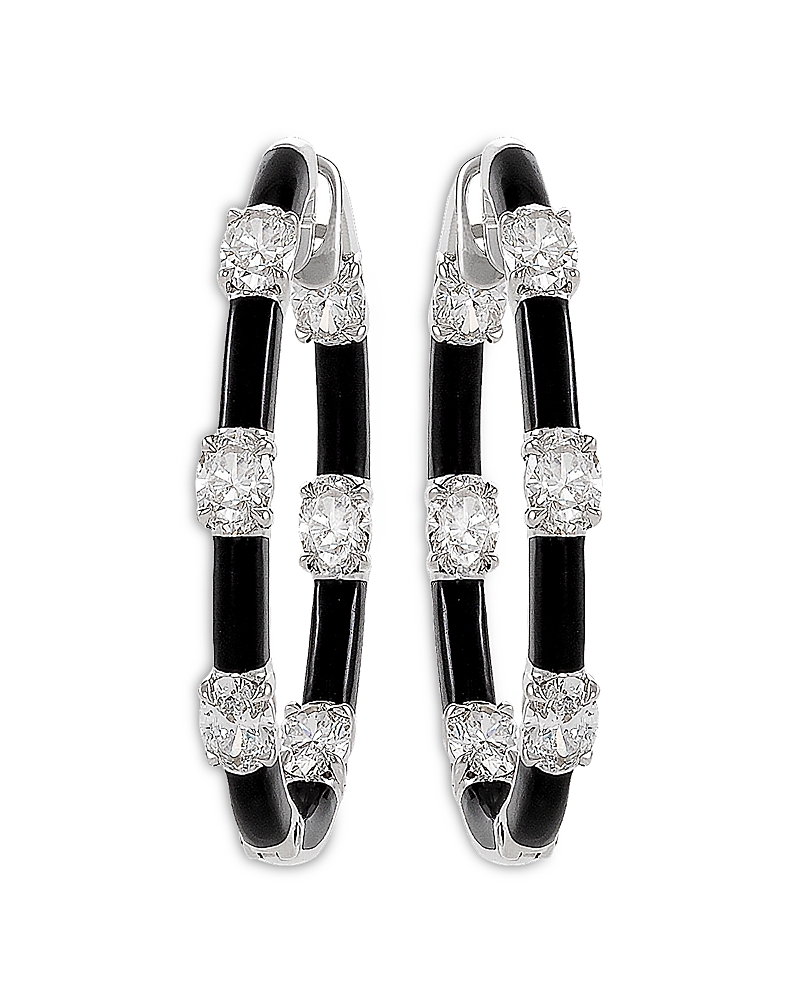 Etho Maria 18k White Gold Dolce Blue Onyx & Diamond Large Hoop Earrings In Black
