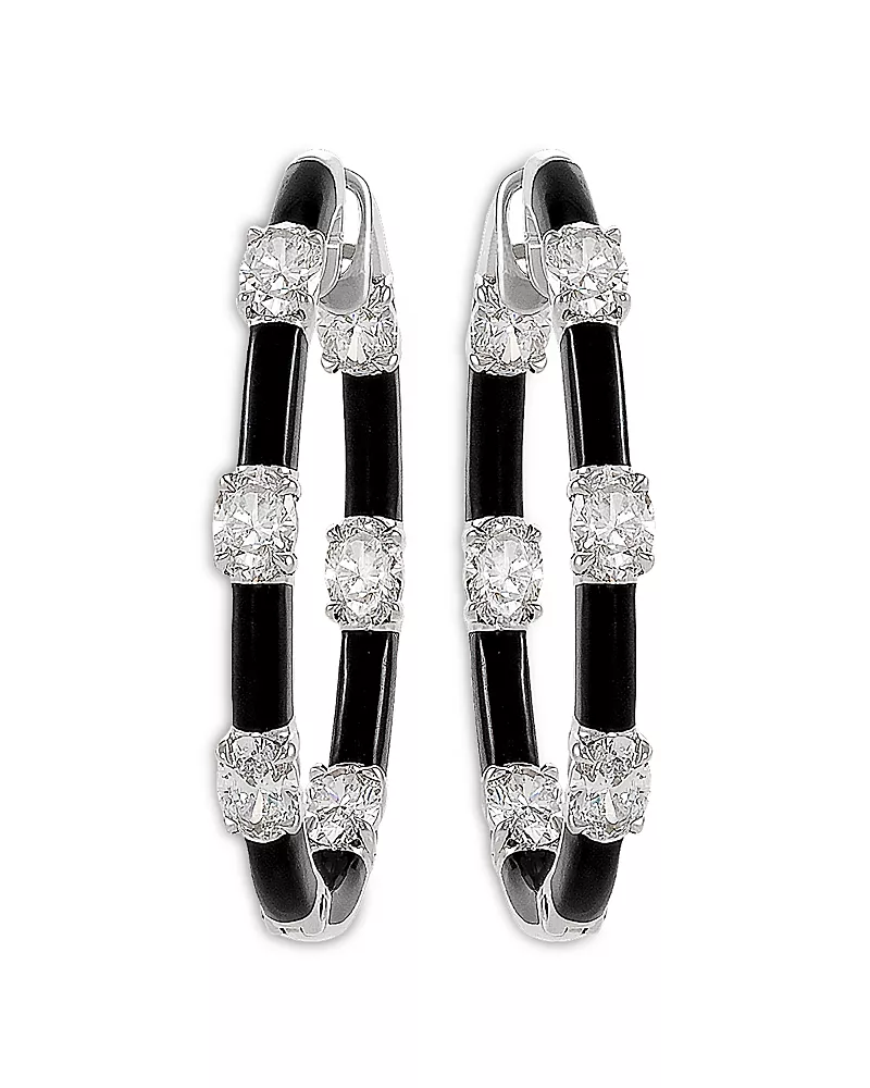 Etho Maria 18K White Gold Dolce Blue Onyx & Diamond Large Hoop Earrings