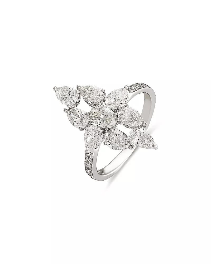 Etho Maria 18K White Gold Diamond Collection Diamond Mixed Cut Cluster Ring