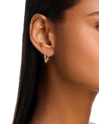 14K Yellow Gold Heavy Metal Mariner Link Double Piercing Chain Single Earring