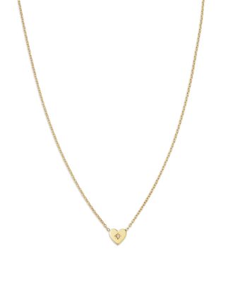 14K Yellow Gold Midi Bitty Symbols Diamond Accent Heart Pendant Necklace, 14-16"