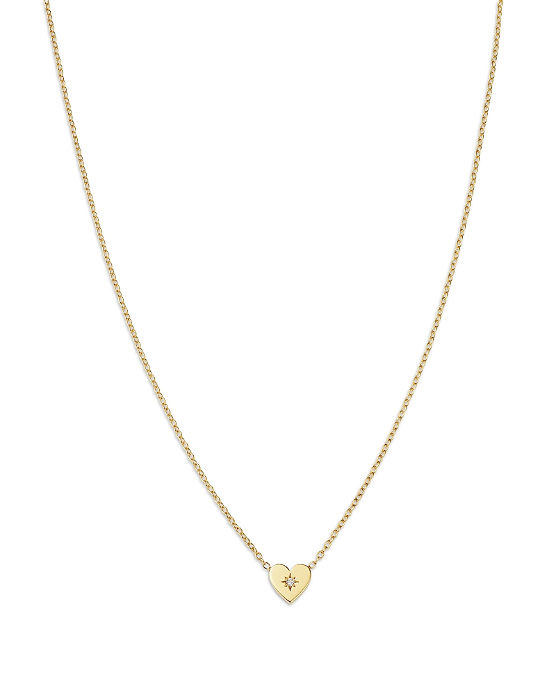 Zoë Chicco 14k Yellow Gold Midi Bitty Symbols Diamond Accent Heart Pendant Necklace, 14-16 In Gold