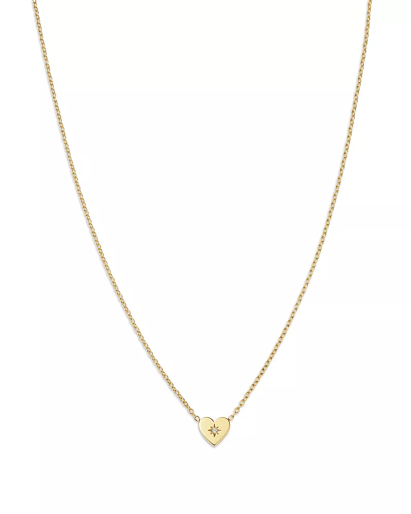 Zoe Chicco 14K Yellow Gold Midi Bitty Symbols Diamond Accent Heart Pendant Necklace, 14