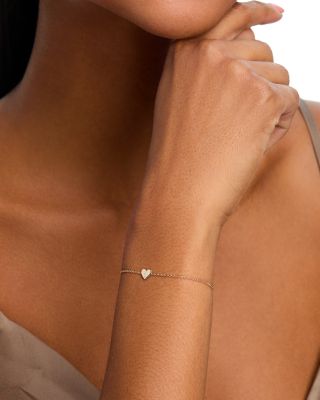 14K Yellow Gold Midi Bitty Symbols Diamond Heart Bracelet