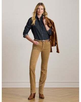 Petites Stretch Corduroy Mid Rise Straight Pant