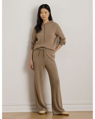 Rib Knit Cashmere Wide Leg Pant