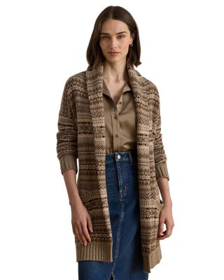 Fair Isle Belted Wool Blend Cardigan