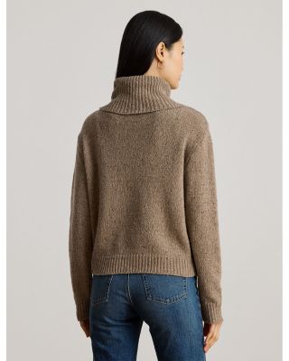 Buckle Trim M&eacute;lange Turtleneck Sweater