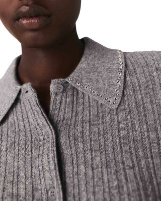 Embellished Wool Cardigan Sweater