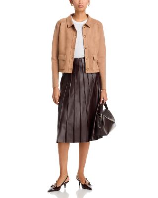 Faux Leather Piped Skirt