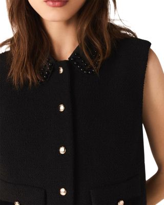 Pearl Collar Sleeveless Top