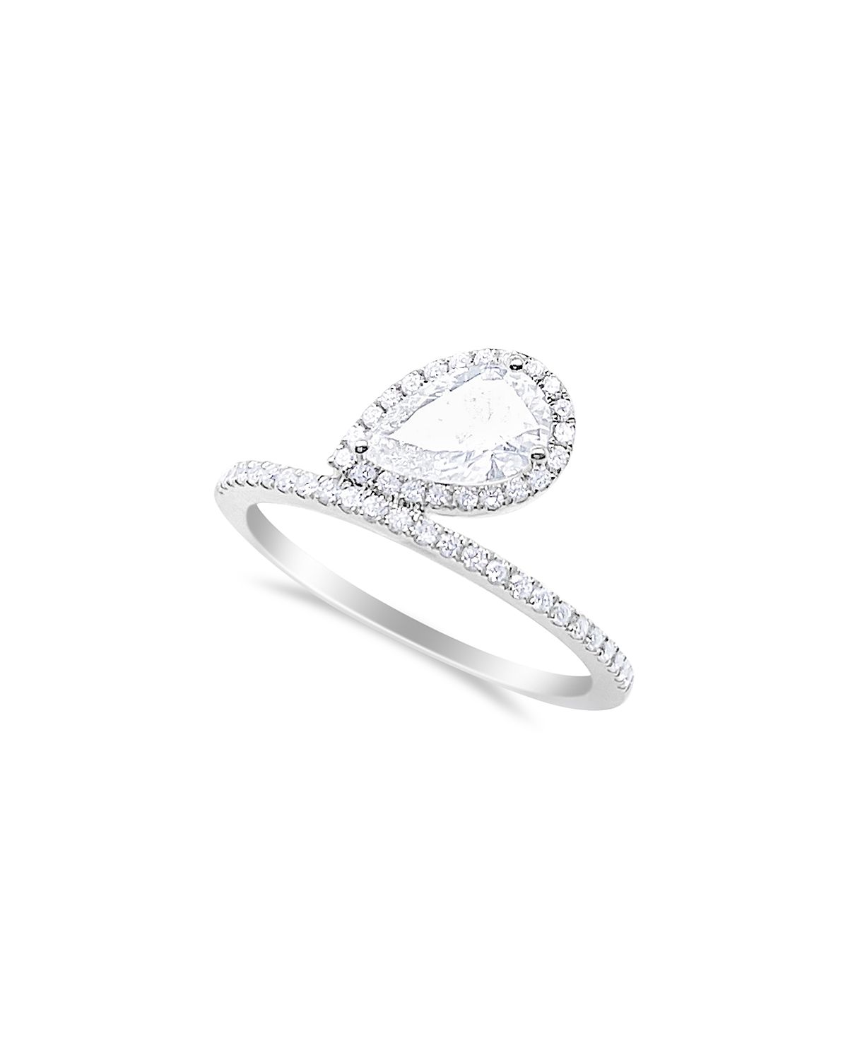 Meira T 14K White Gold Lab Grown Diamond Pear & Round Halo Ring