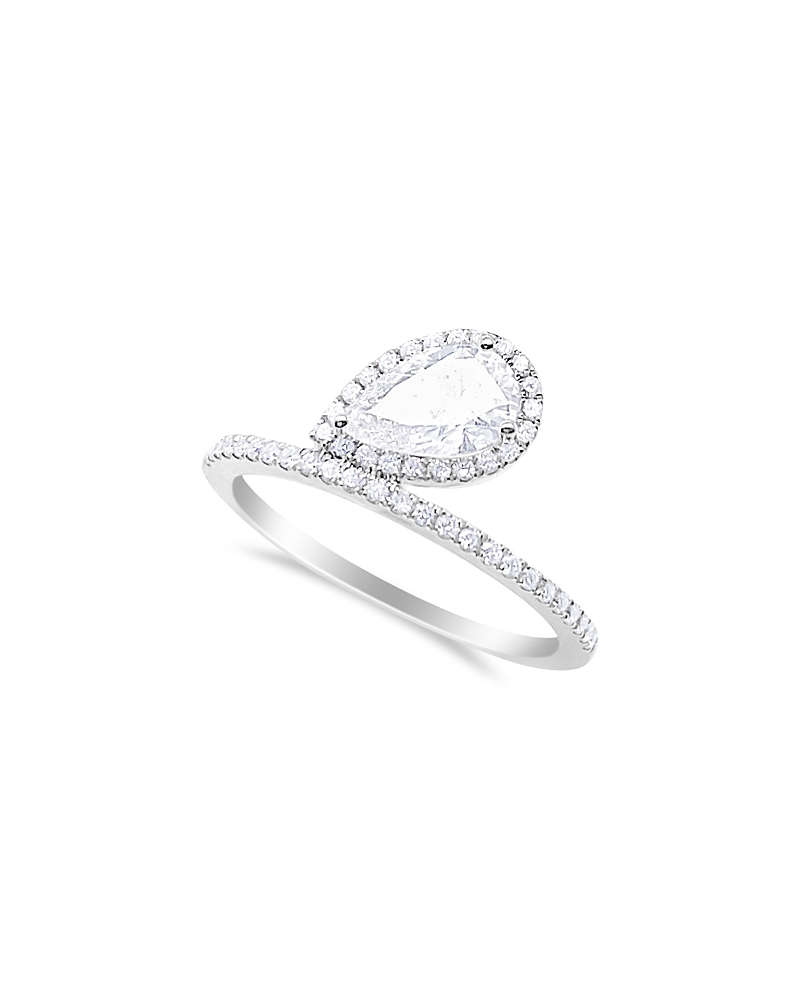 Meira T 14k White Gold Lab Grown Diamond Pear & Round Halo Ring In Metallic
