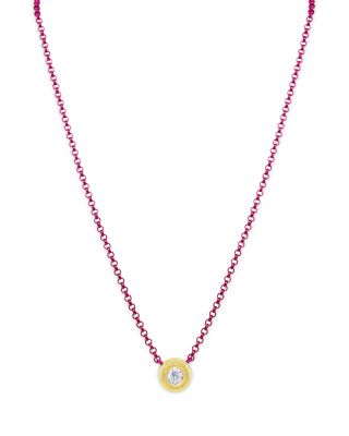 Bezel Set Diamond Pink Chain Necklace, 16-18"