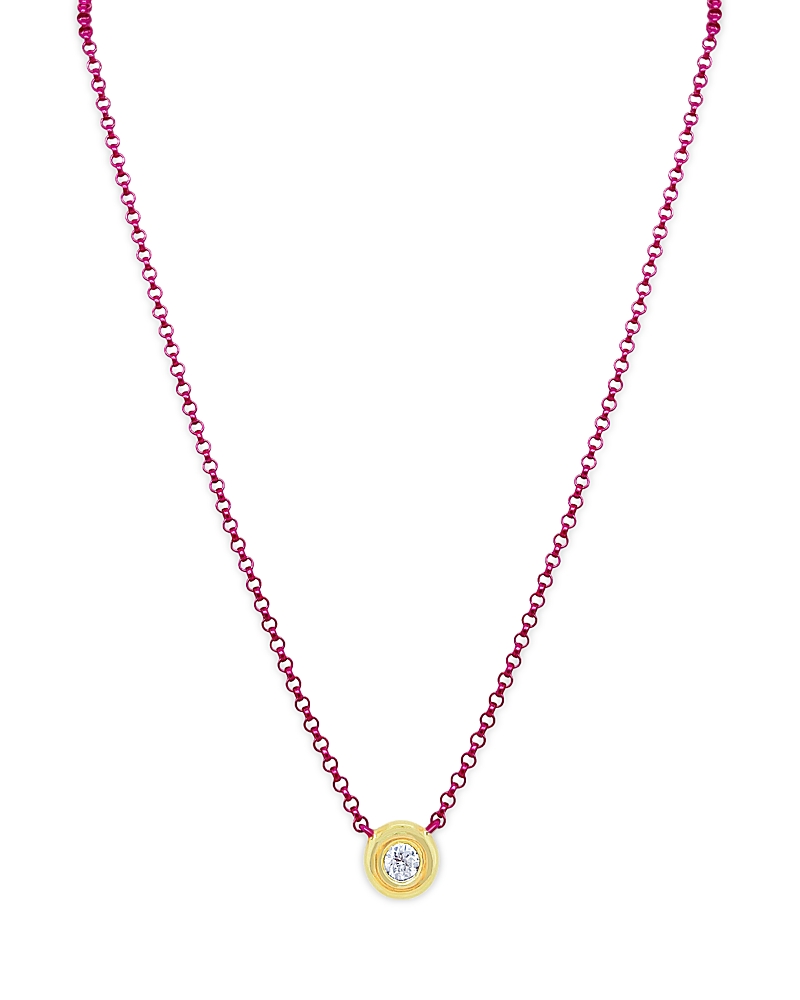 Meira T Bezel Set Diamond Pink Chain Necklace, 16-18 In Silver