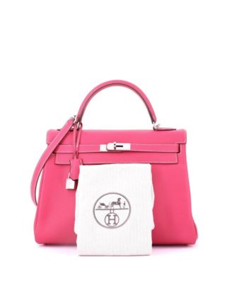 Kelly 32 Handbag Pink Epsom with Palladium Hardware