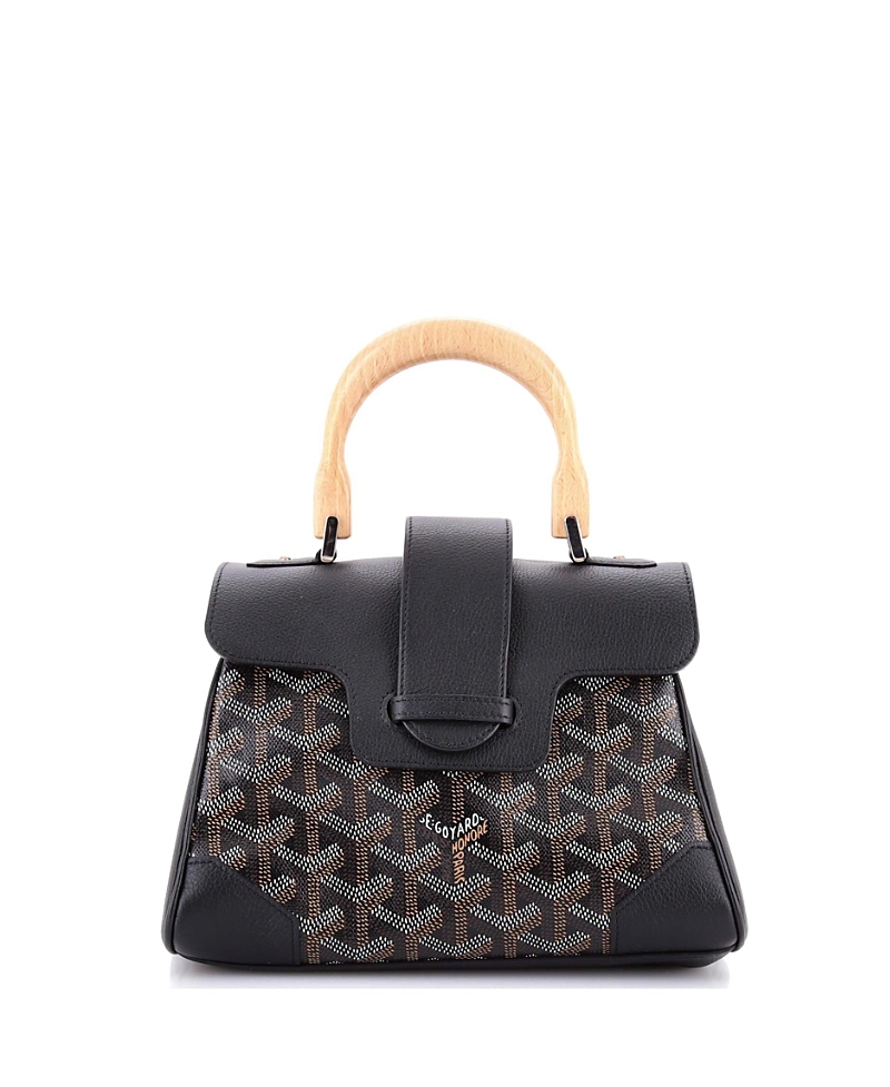 PRE-OWNED GOYARD Pre-owned Goyard Mini Saigon Top Handle Bag Coated Canvas With Leather In Black