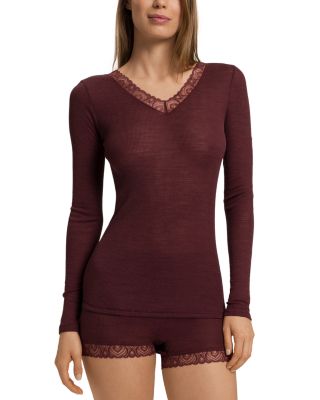 Woolen Lace Trim Long Sleeve Top