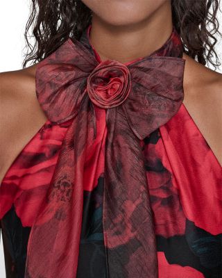 Rosette Neck Midi Dress