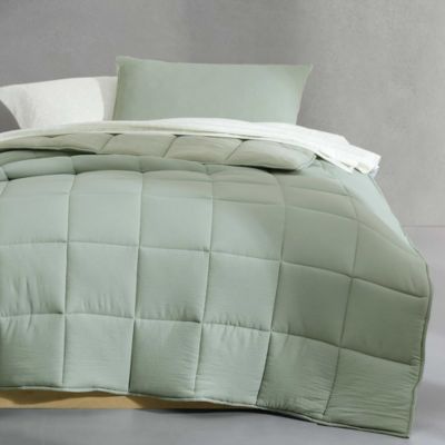 Solid Washed Reversible Plush 5 Piece Comforter Set, Twin/ Twin XL