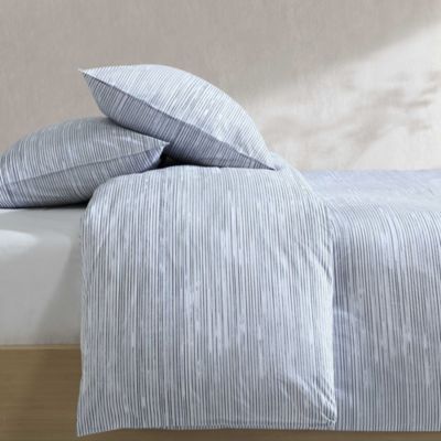Washed Percale Wavy Stripe 3 Piece Comforter Set, King