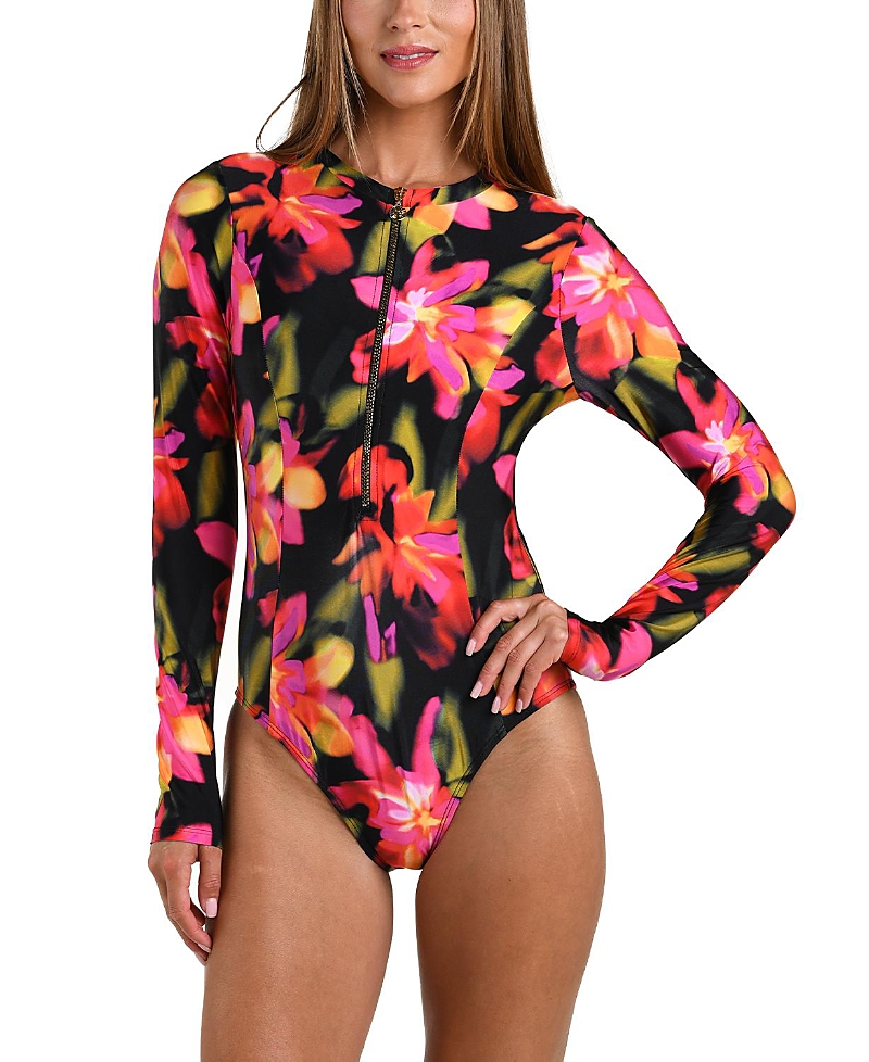 Sunshine 79 Floressence Long Sleeve One-piece Rashguard Swimsuit In Multi