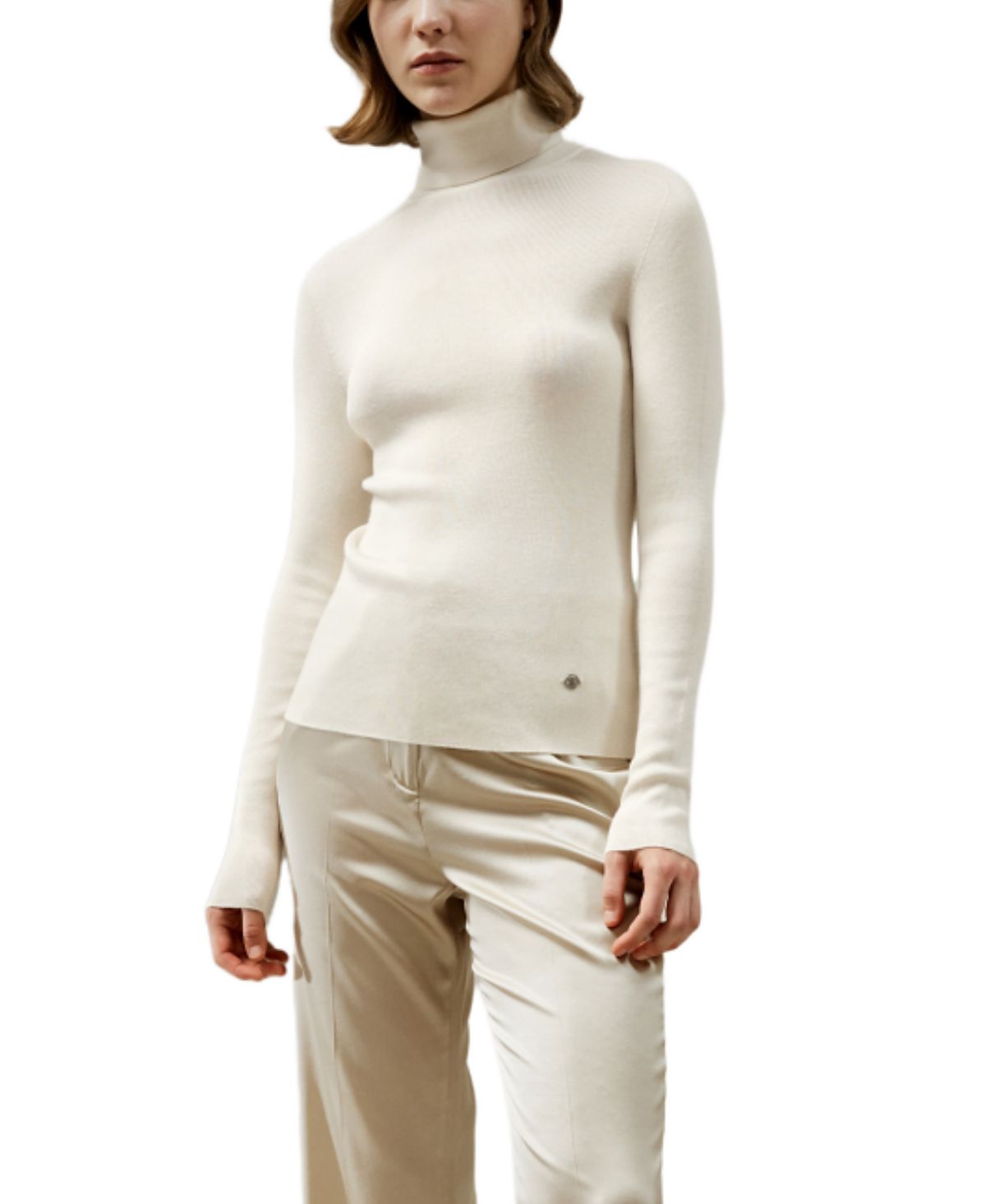 Lilysilk Seamless Silk-Cashmere Blend Turtleneck Sweater