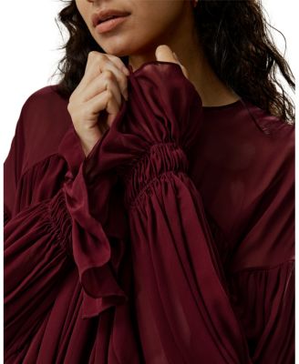 Sheer-Shoulder Ruffle Shirt