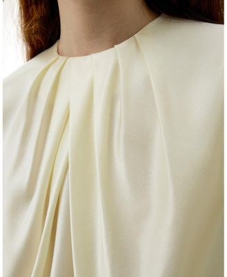 Silk Ruched-Neck Top